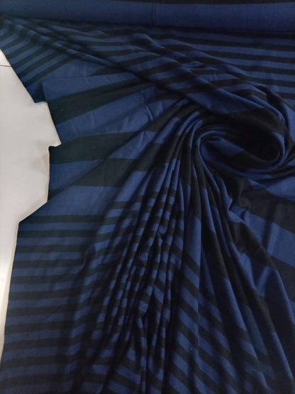 Blue and black stripe cotton jersey