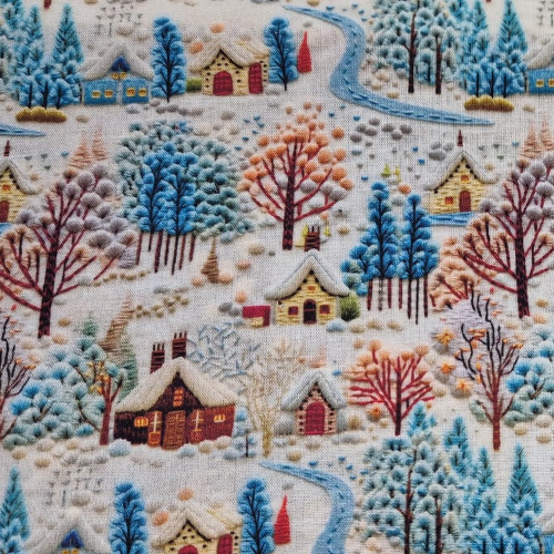 100% cotton 3D Christmas Village