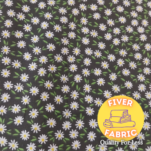 Daisies on black cotton