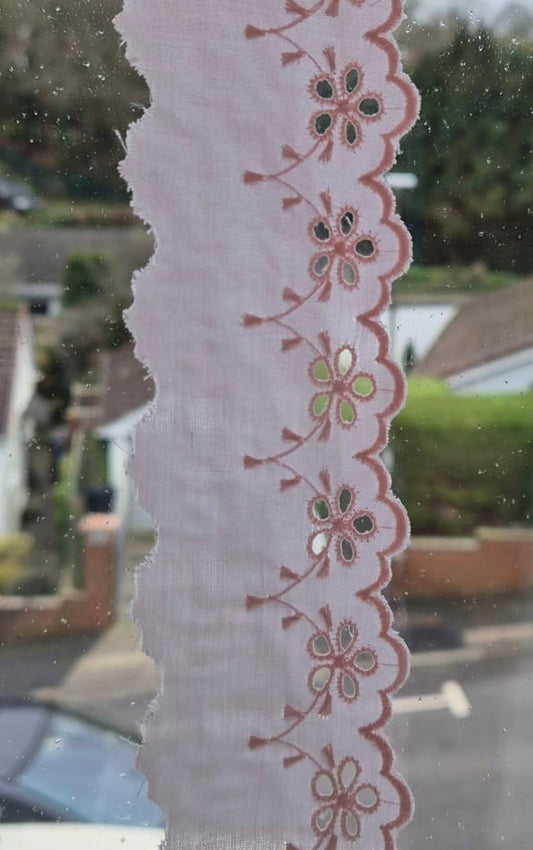 Light pink 50mm wide broderie anglaise