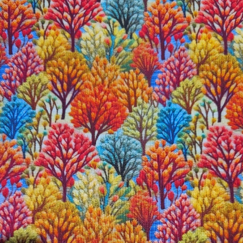 100% cotton 3D Autumn Trees