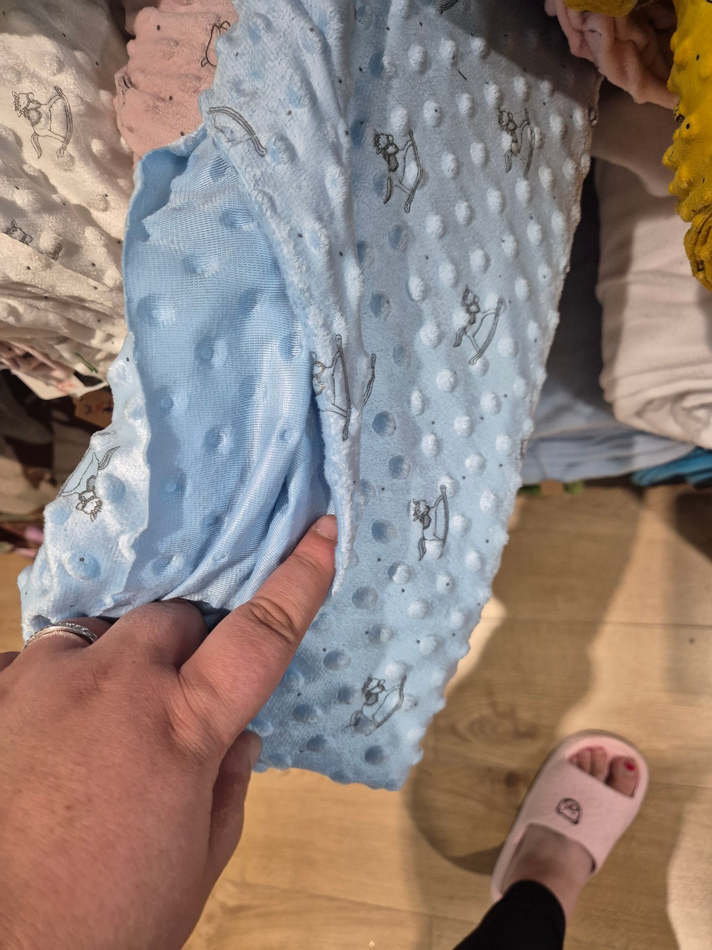 Baby blue rocking horse dimple fleece