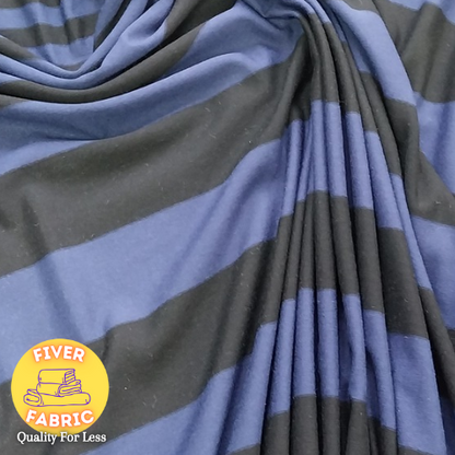 Blue and black stripe cotton jersey
