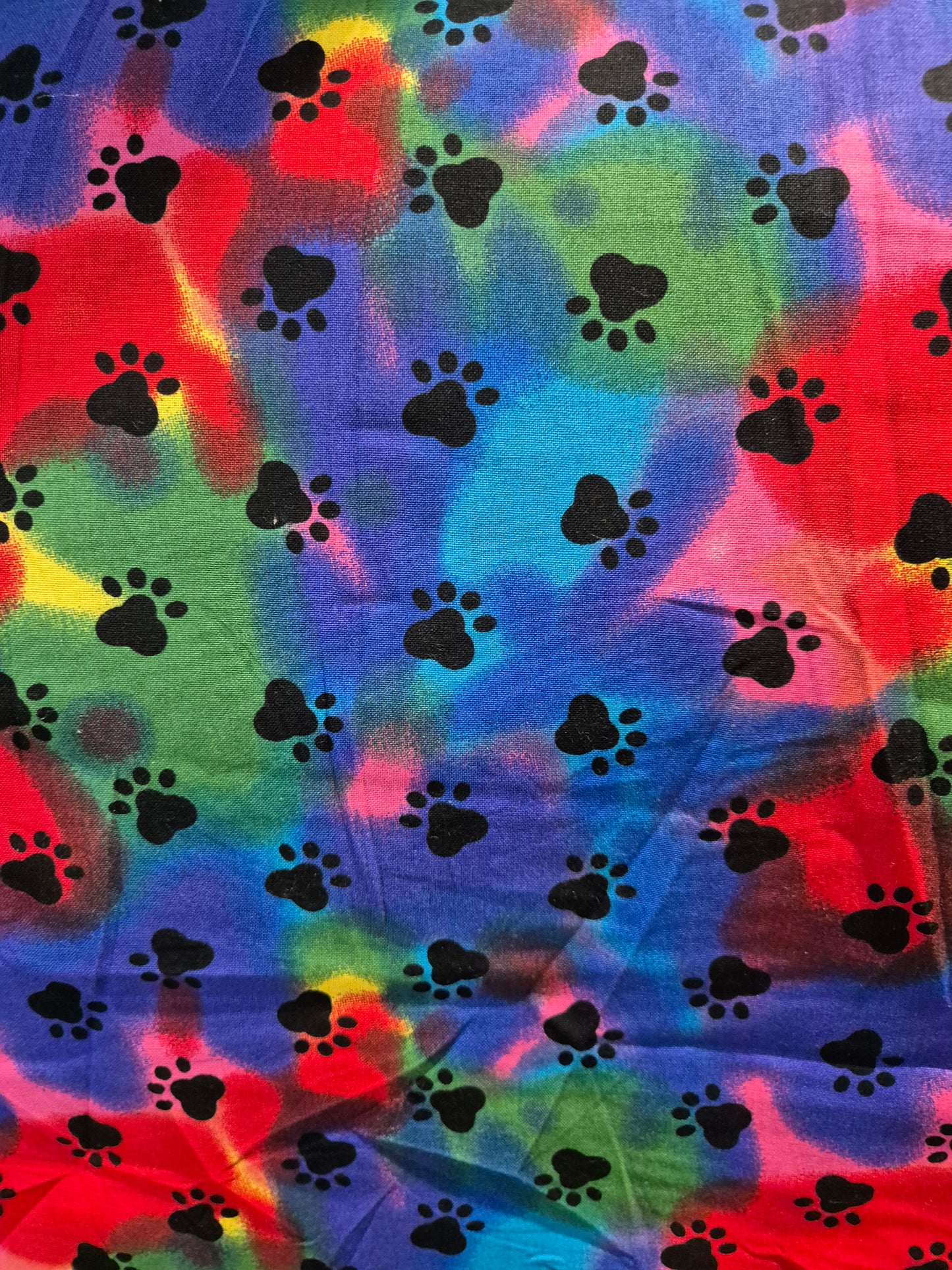 Paws multi colour background Cotton