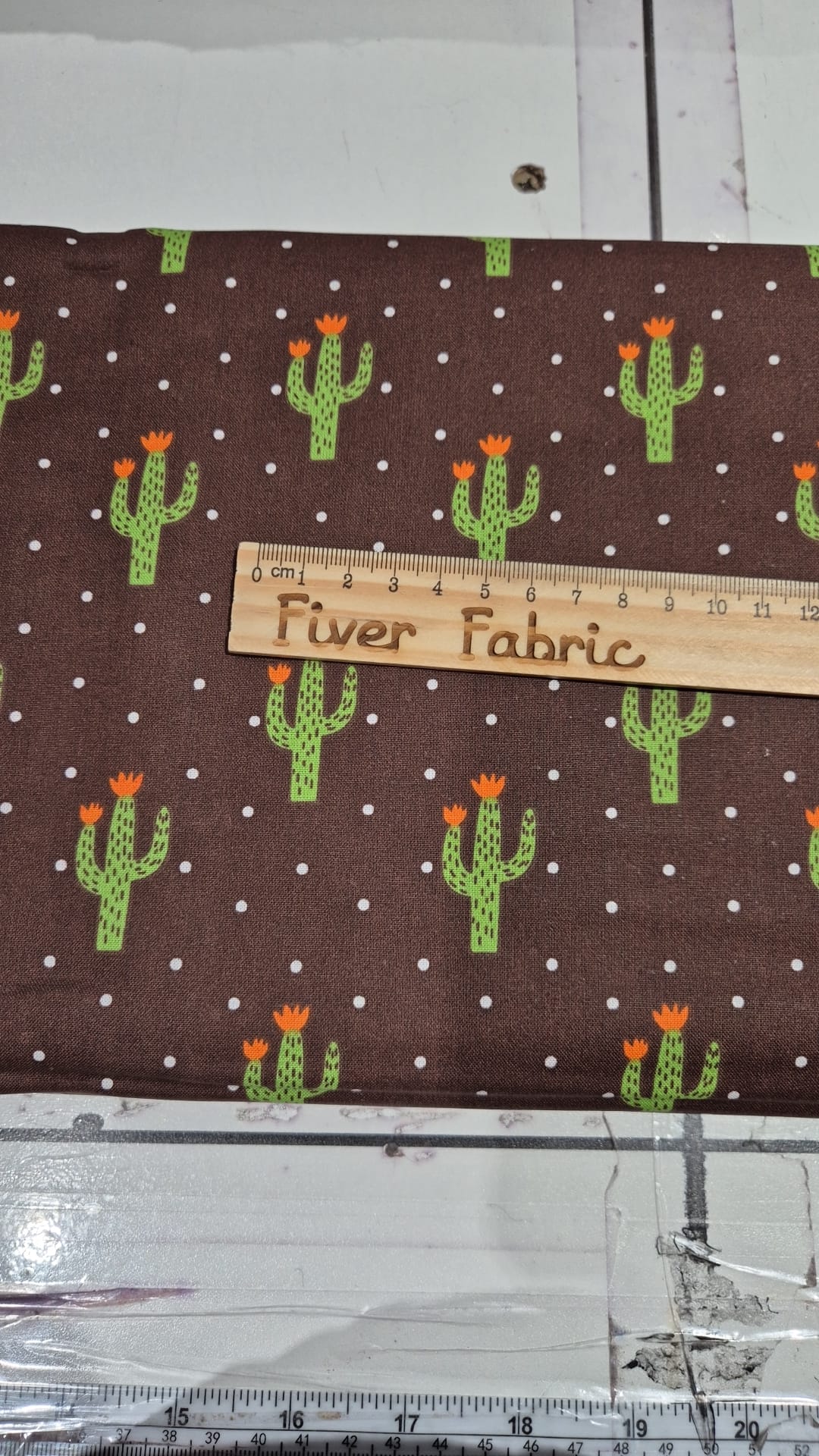 100% cotton cactus spot on brown