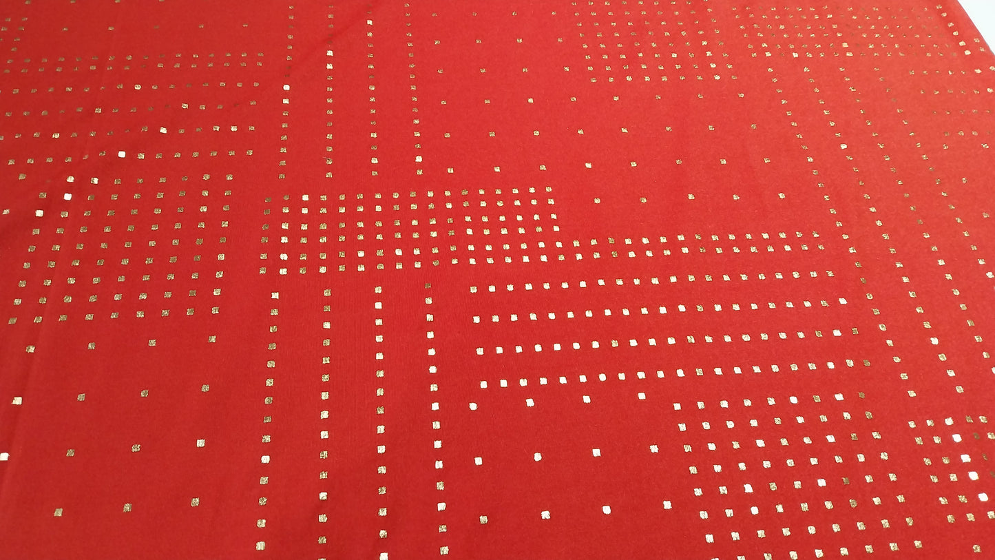 Gold squares on red