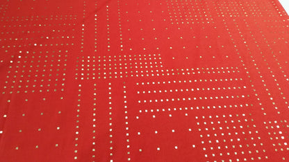 Gold squares on red