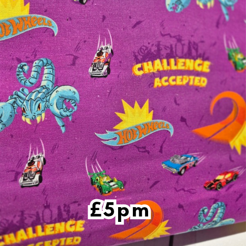 100% Cotton Hot Wheels Purple