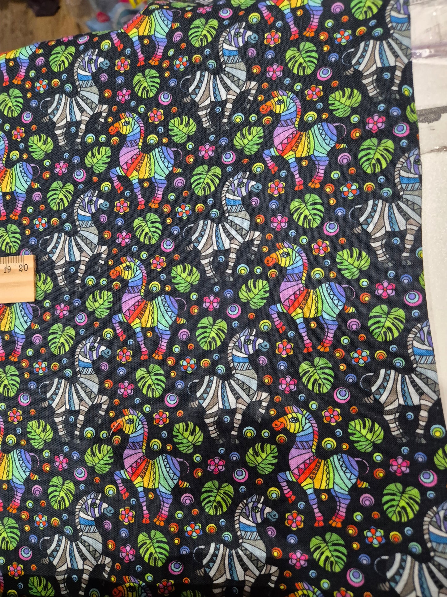 100% cotton rainbow zebra