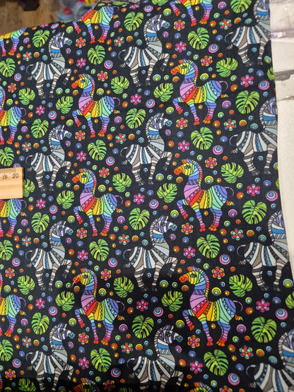 100% cotton rainbow zebra