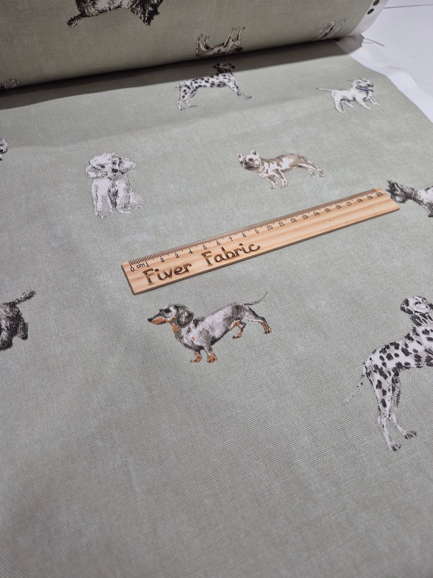 Dogs cotton canvas on sage
