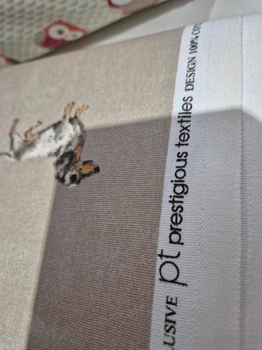 Dogs cotton canvas taupe
