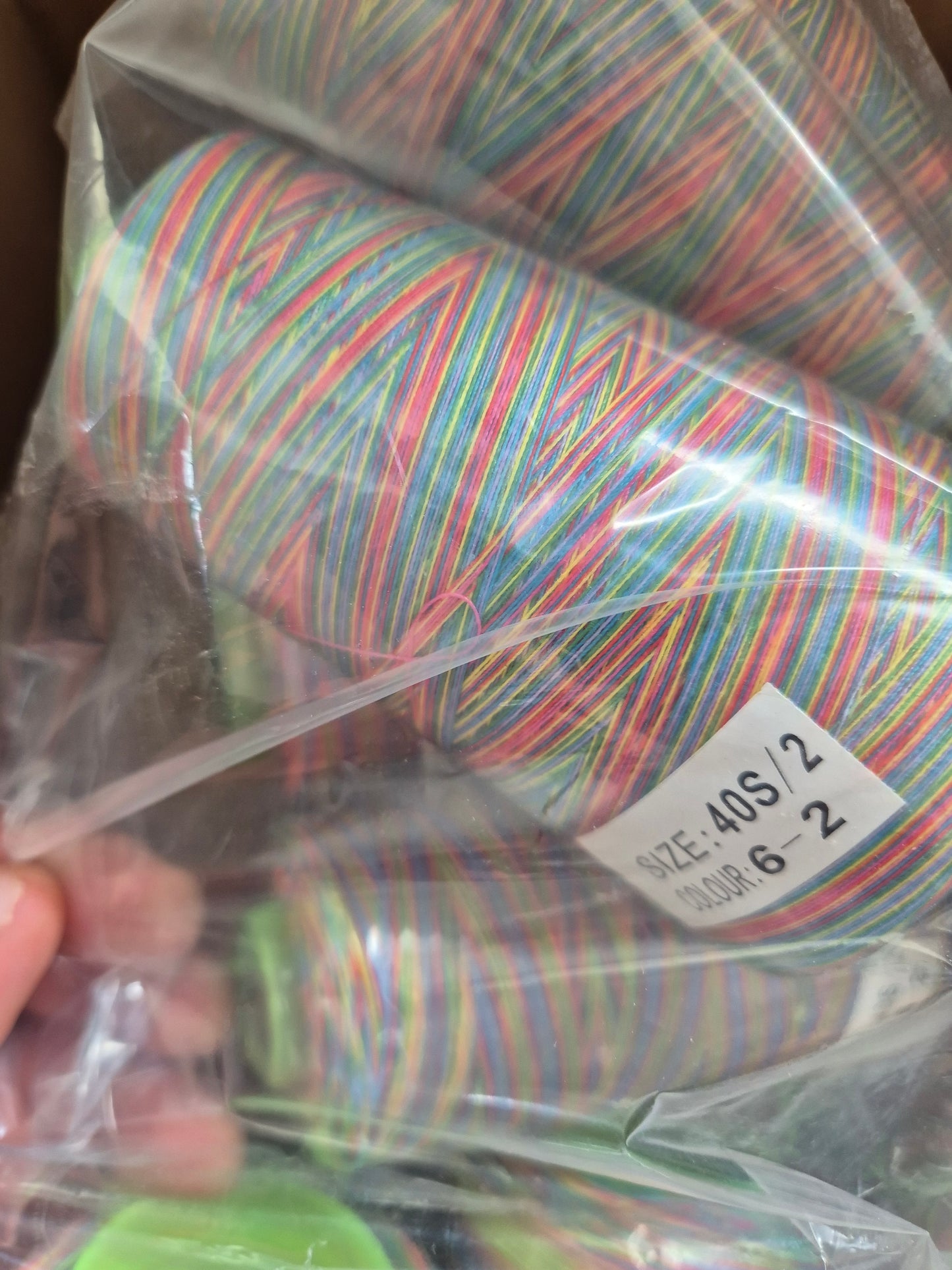 Rainbow overlocker Thread cone Gold/Green/Red