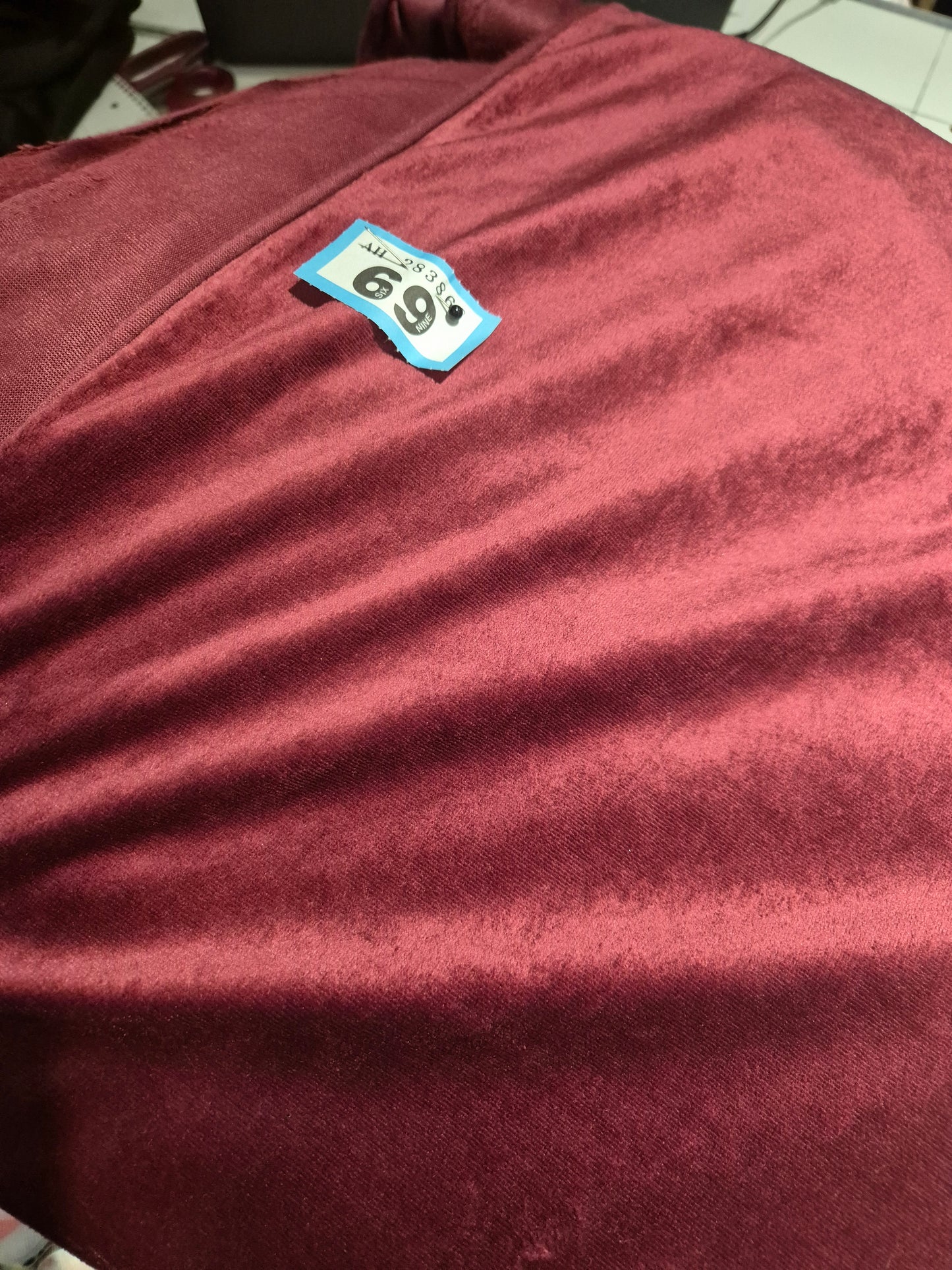 Number 69 burgundy velour 3m