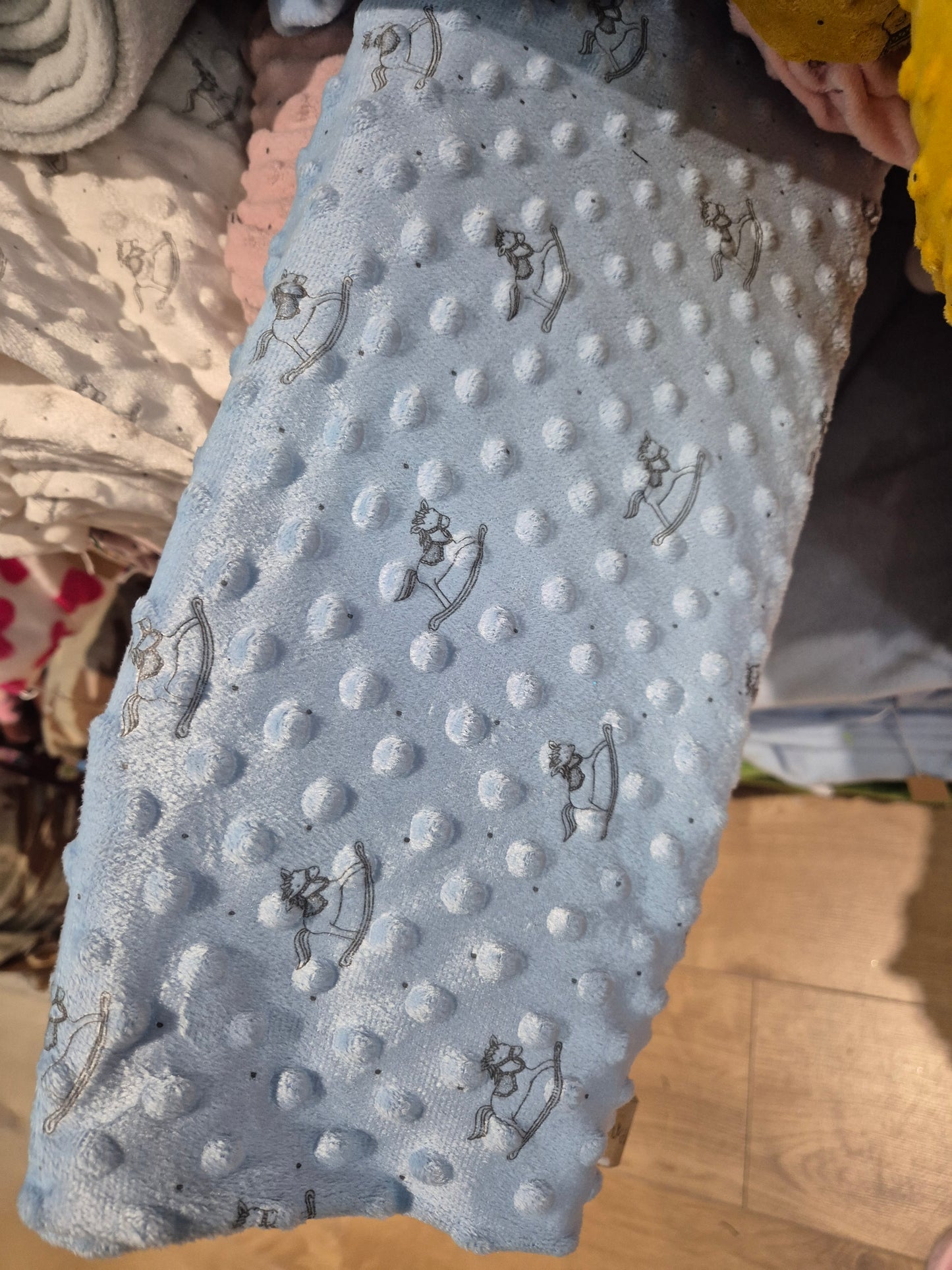Baby blue rocking horse dimple fleece
