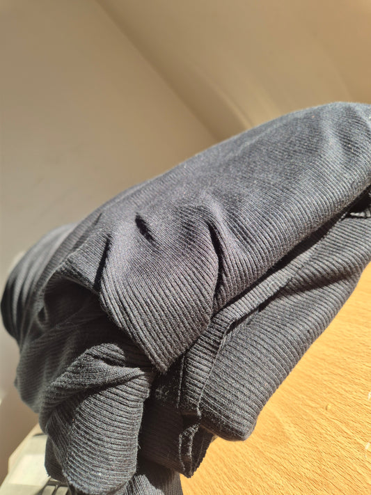 3m stretch black ribbed jersey