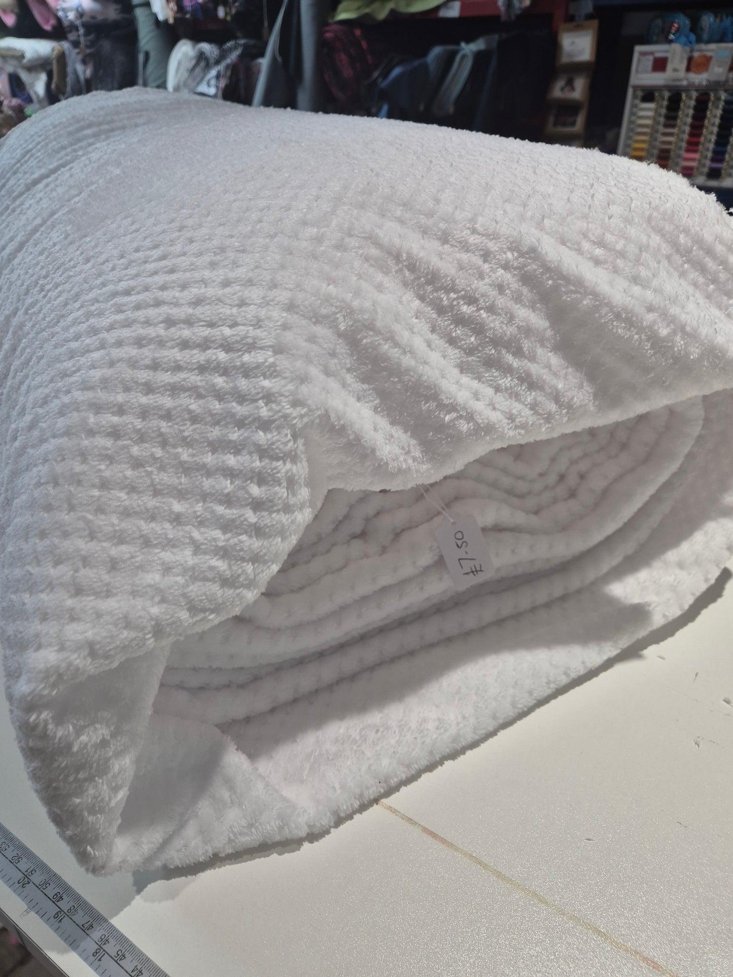 White waffle cuddle fleece