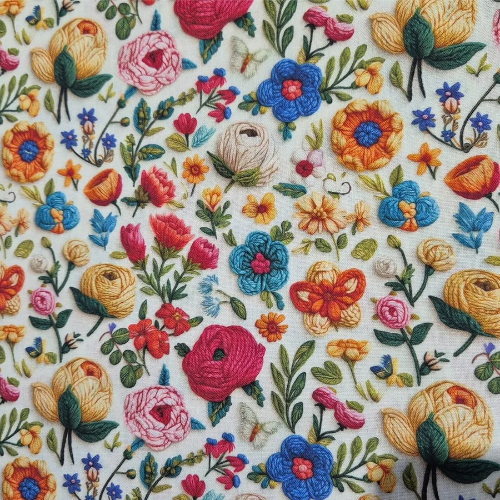 100% cotton 3D Summer Garden