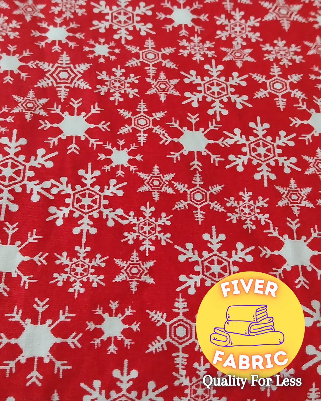Snowflakes on red cotton