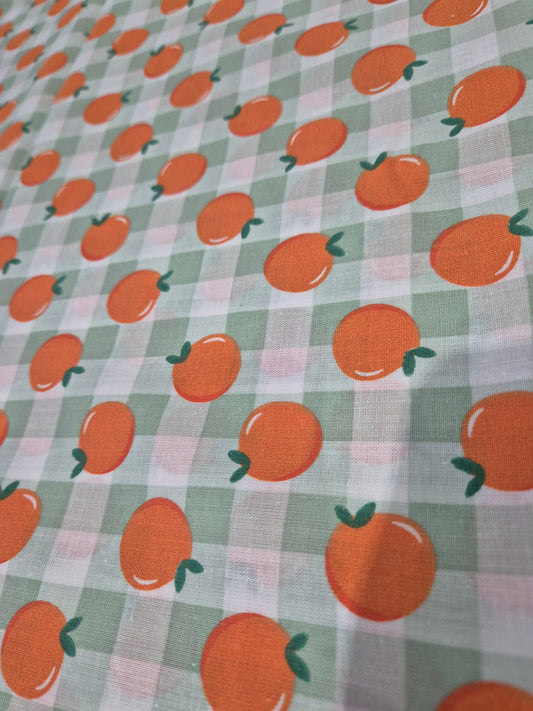 Apples check cotton (green)