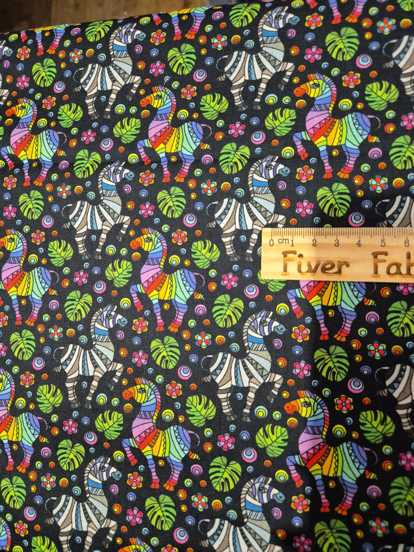 100% cotton rainbow zebra