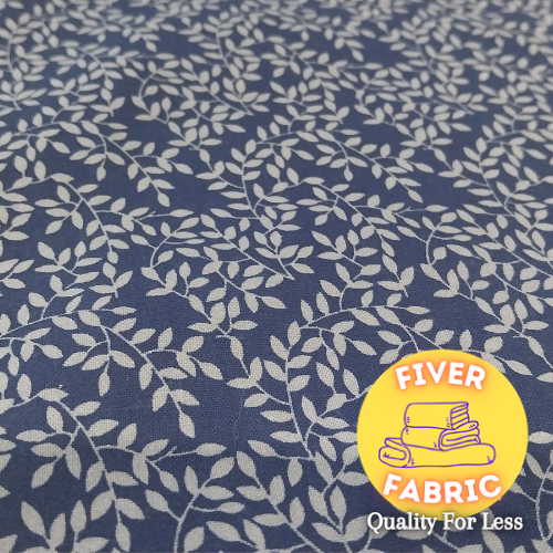 100% cotton navy leaves