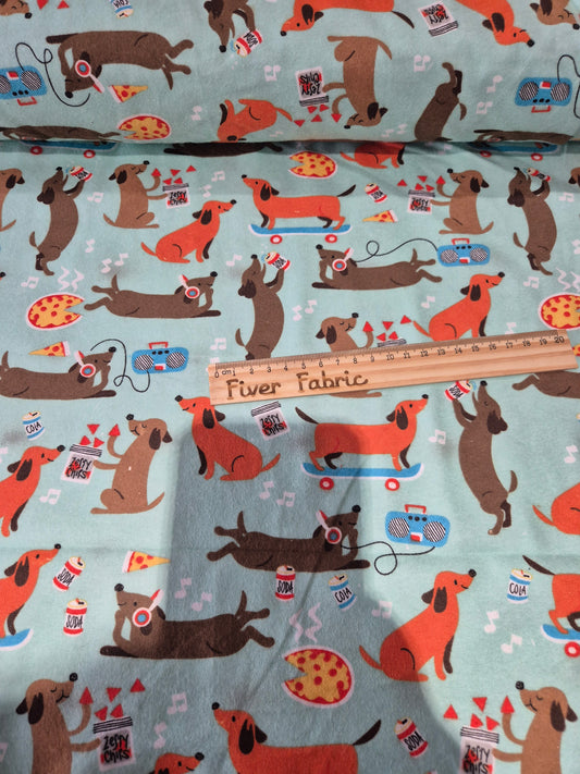 100% brushed cotton Skating Dogs