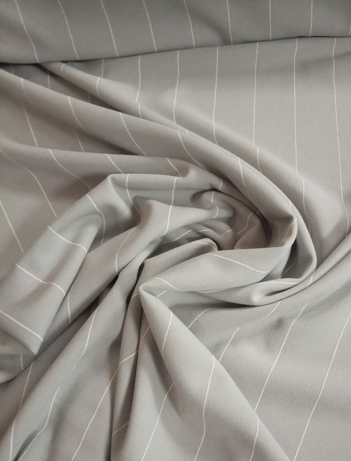 Grey stripped Scuba Crepe