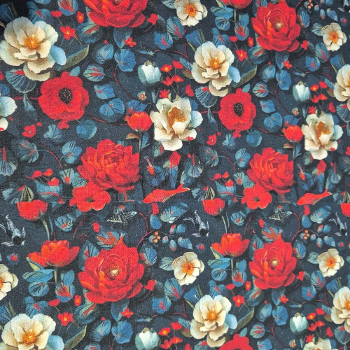 100% cotton 3D Red Roses