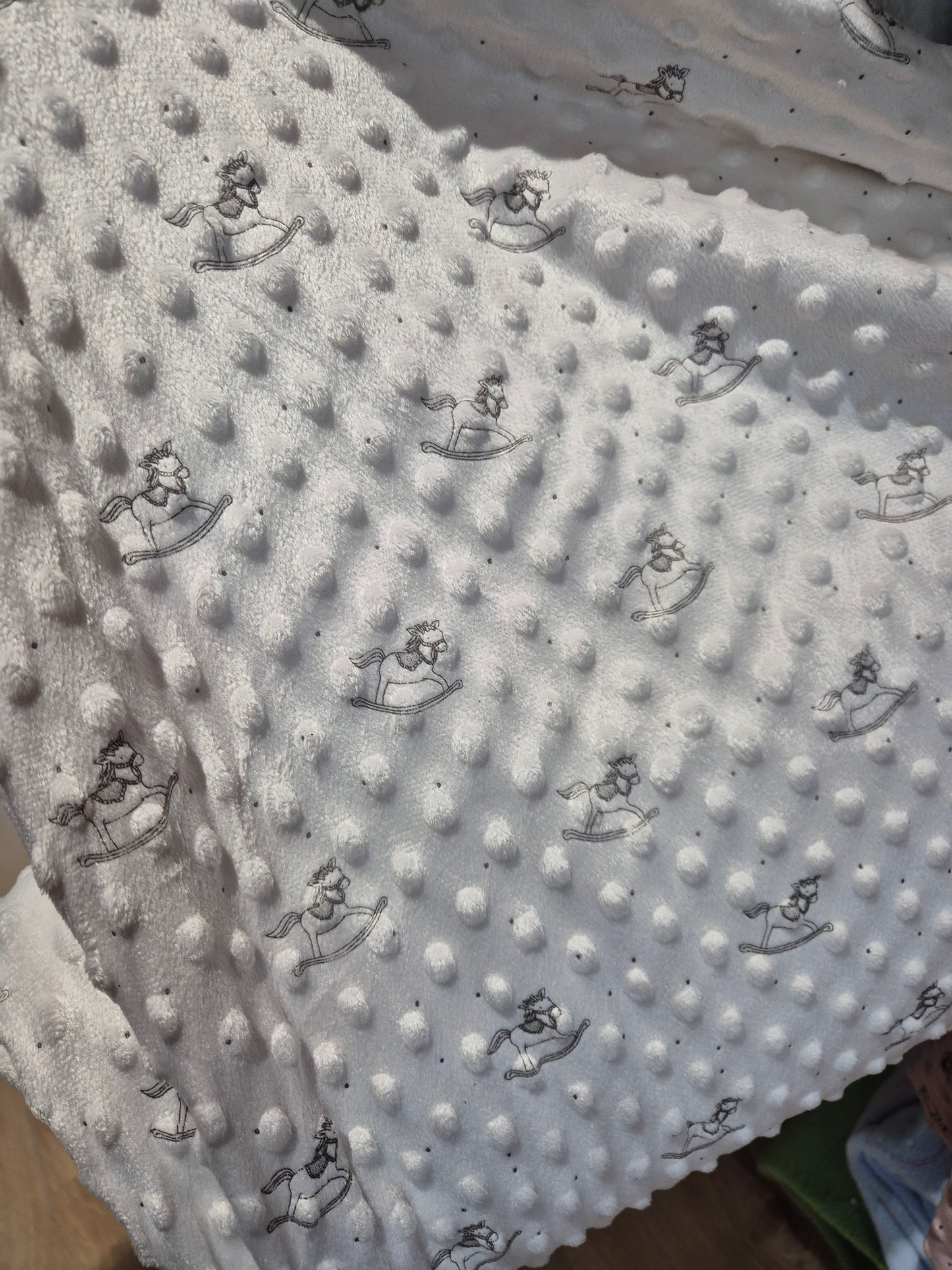 Dimple fleece white rocking horse