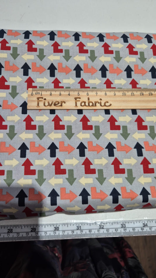 100% cotton arrows on grey