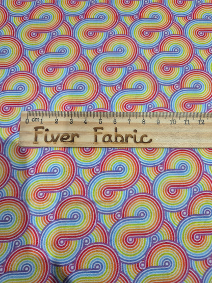 100% cotton rainbow swirly