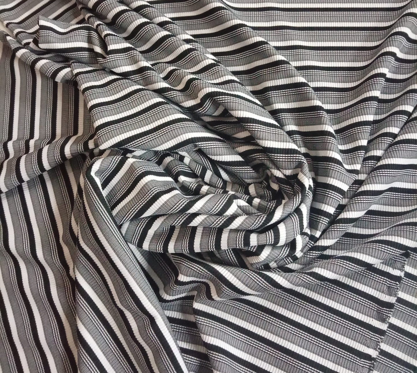 Black grey white ribbed jersey