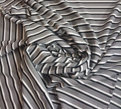 Black grey white ribbed jersey