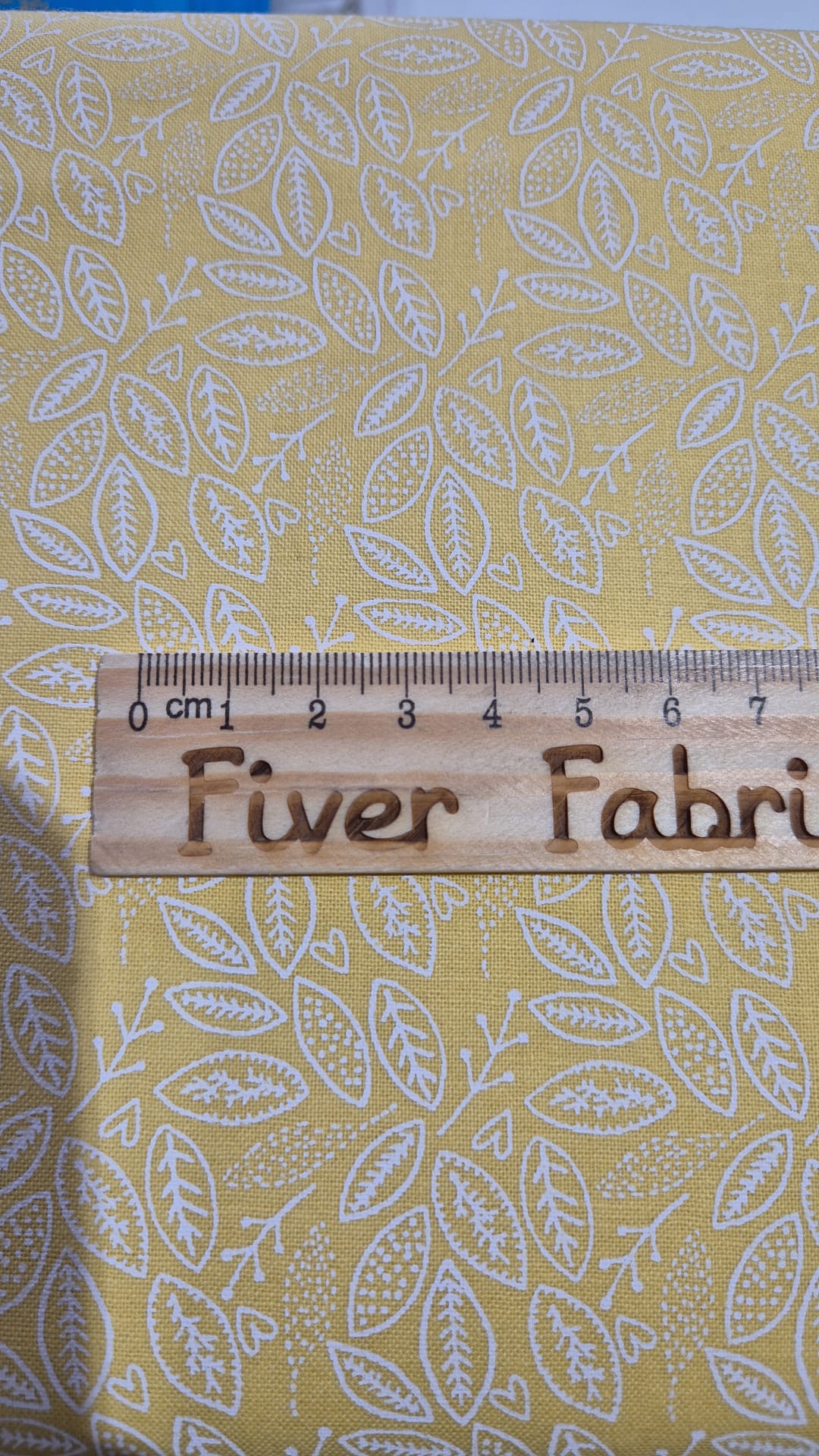 100% cotton white leaves on yellow