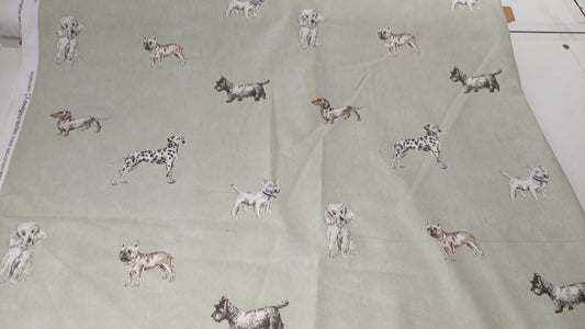 Dogs cotton canvas on sage