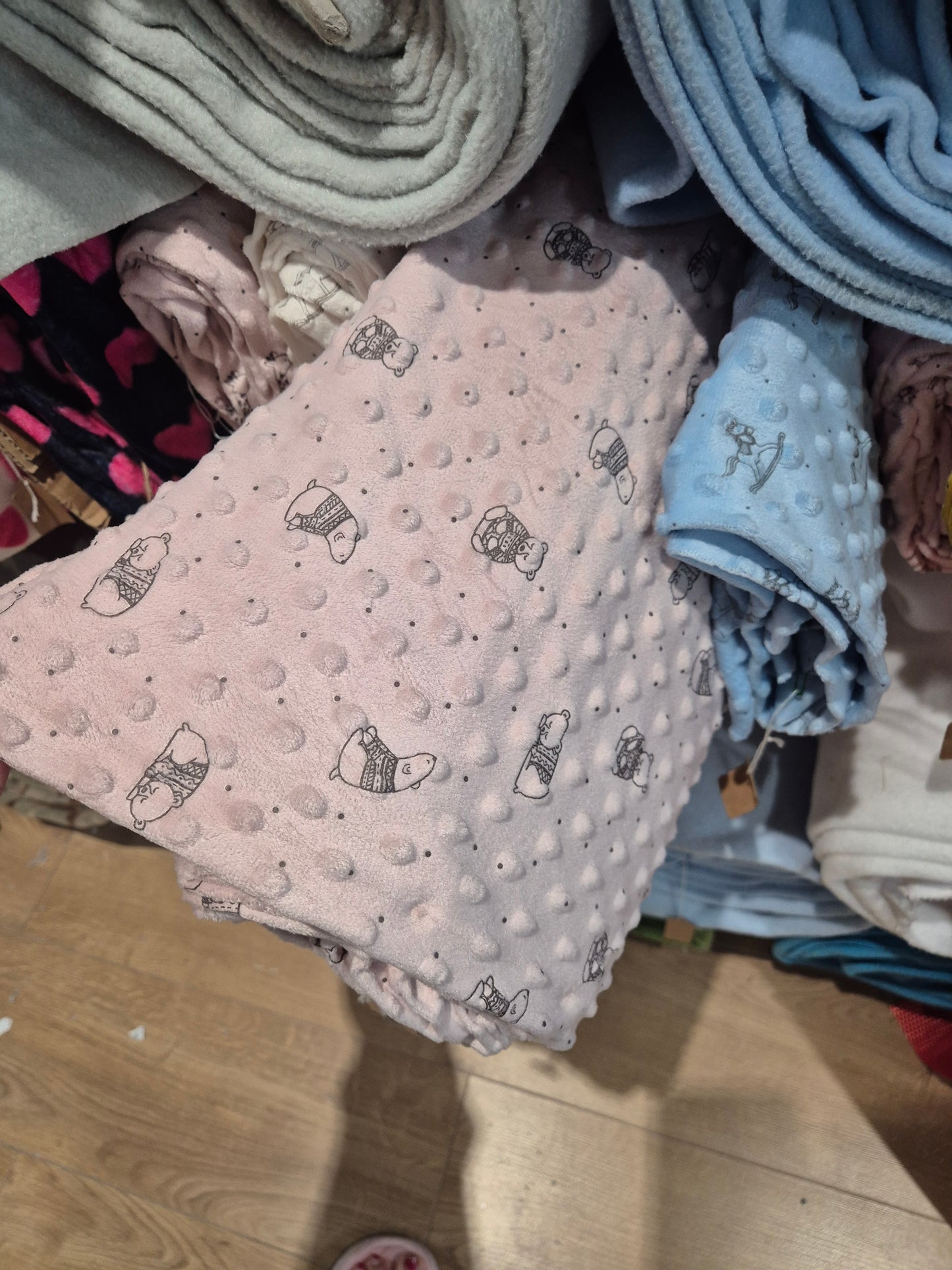 light pink bears dimple fleece