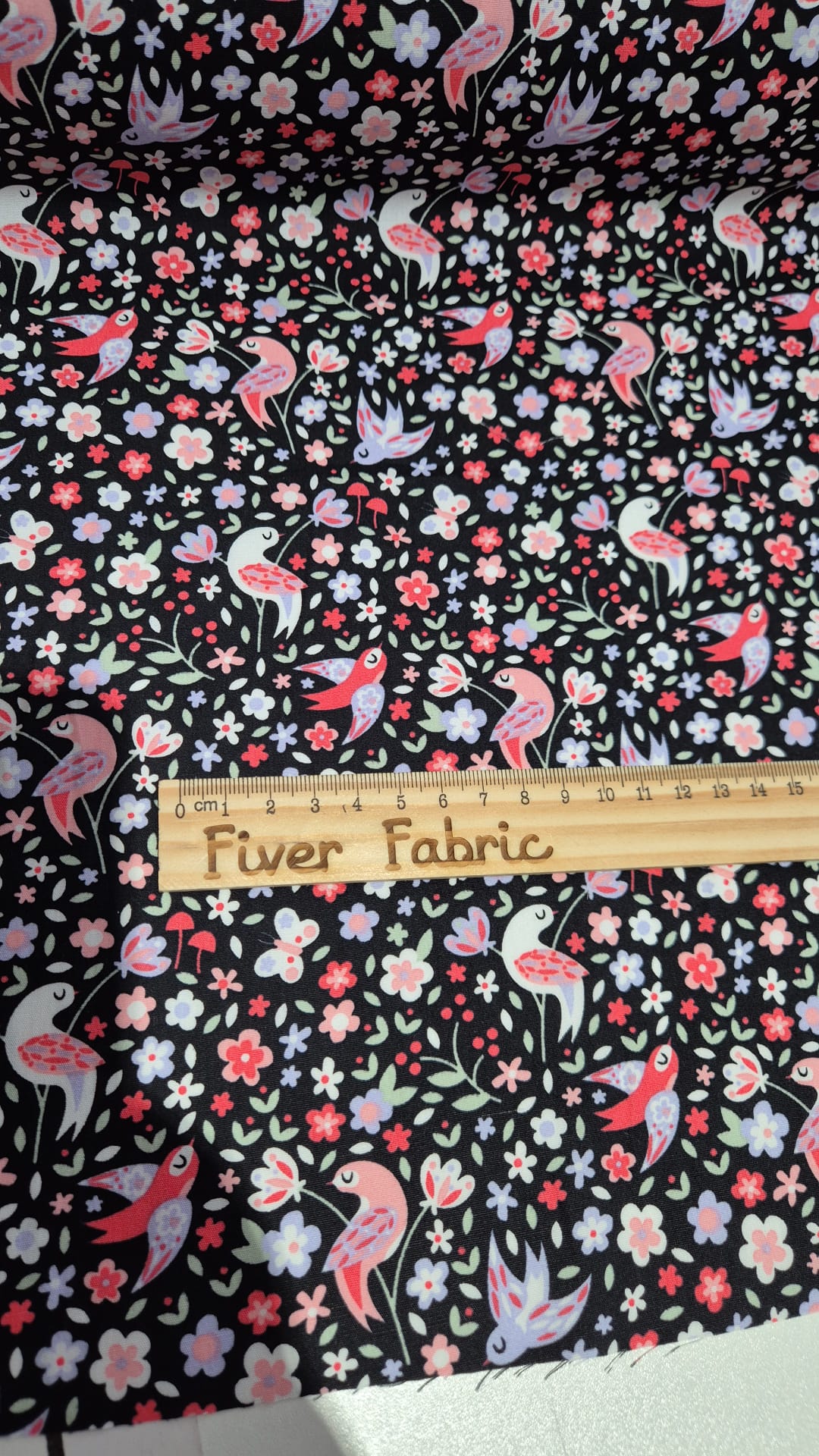 100% cotton birds and flowers