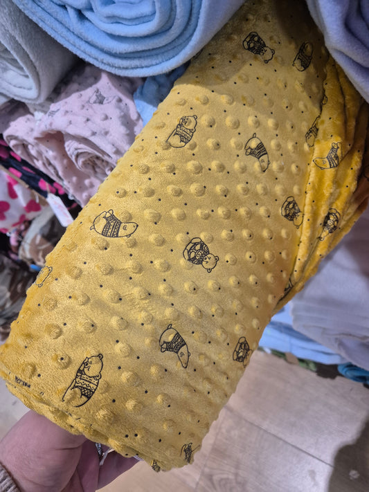 dimple fleece polar bears on mustard