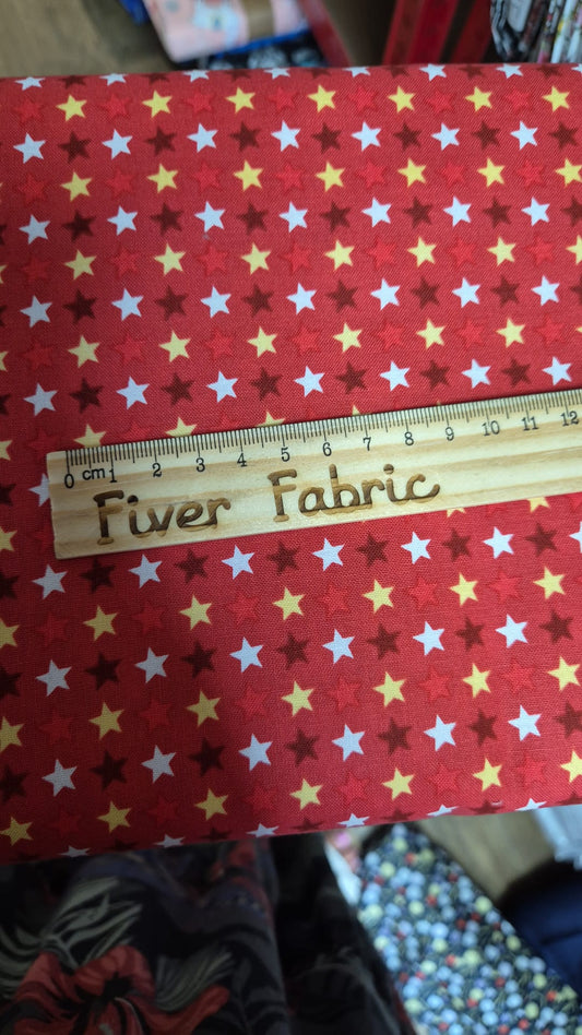 100% cotton stars on red