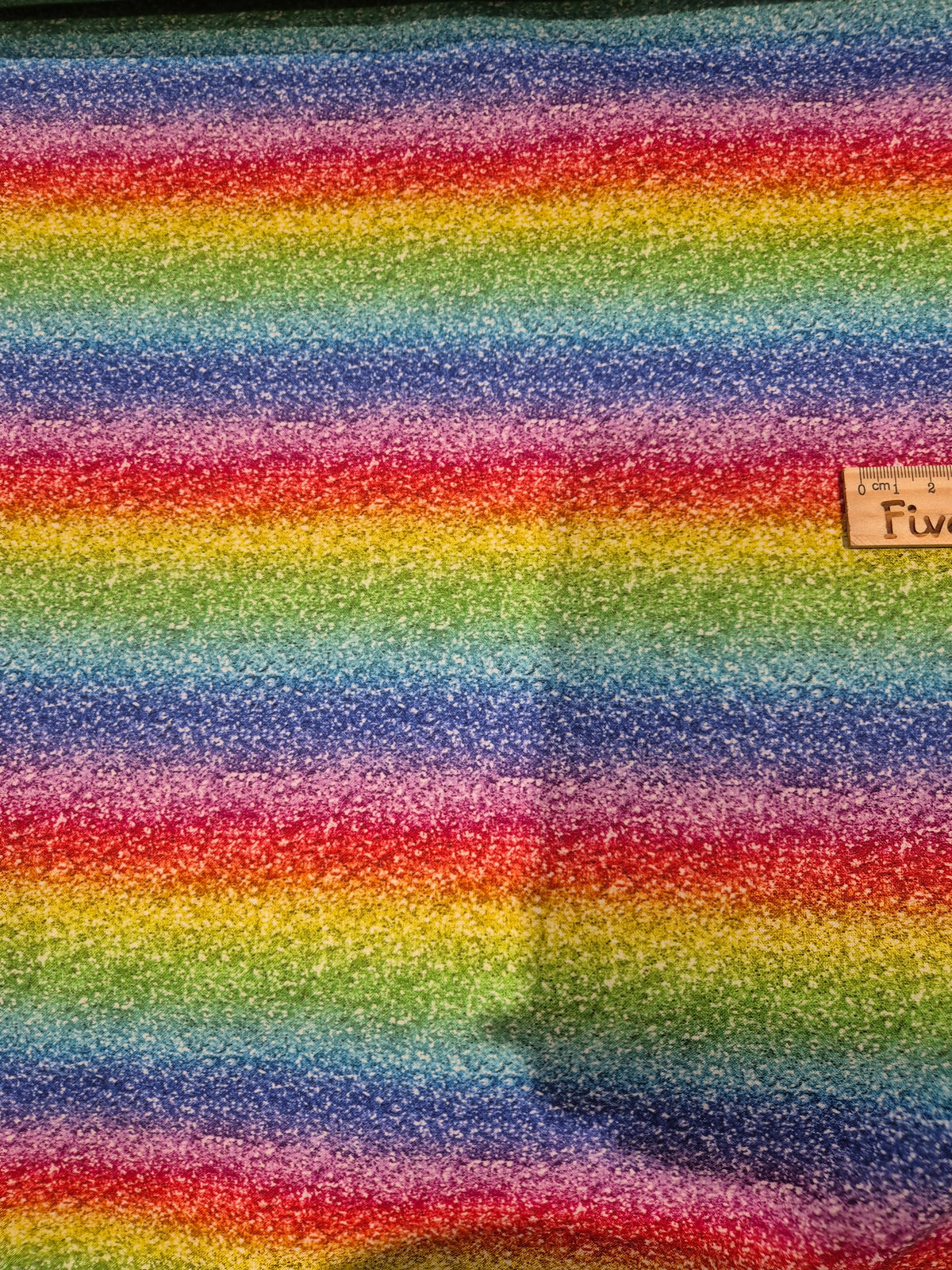 100% cotton rainbow glitter look