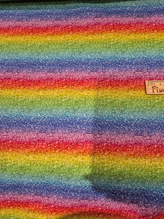100% cotton rainbow glitter look