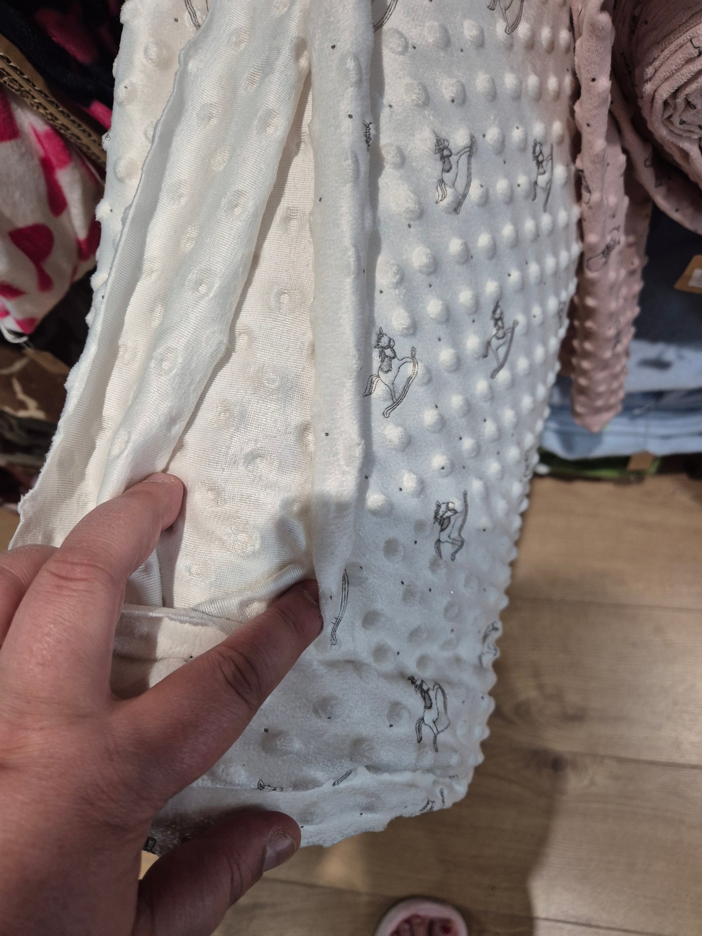 Dimple fleece white rocking horse