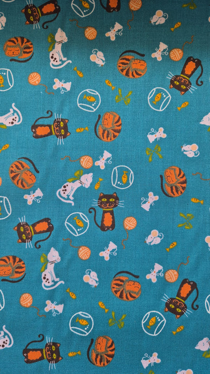 Kitty cats on Teal