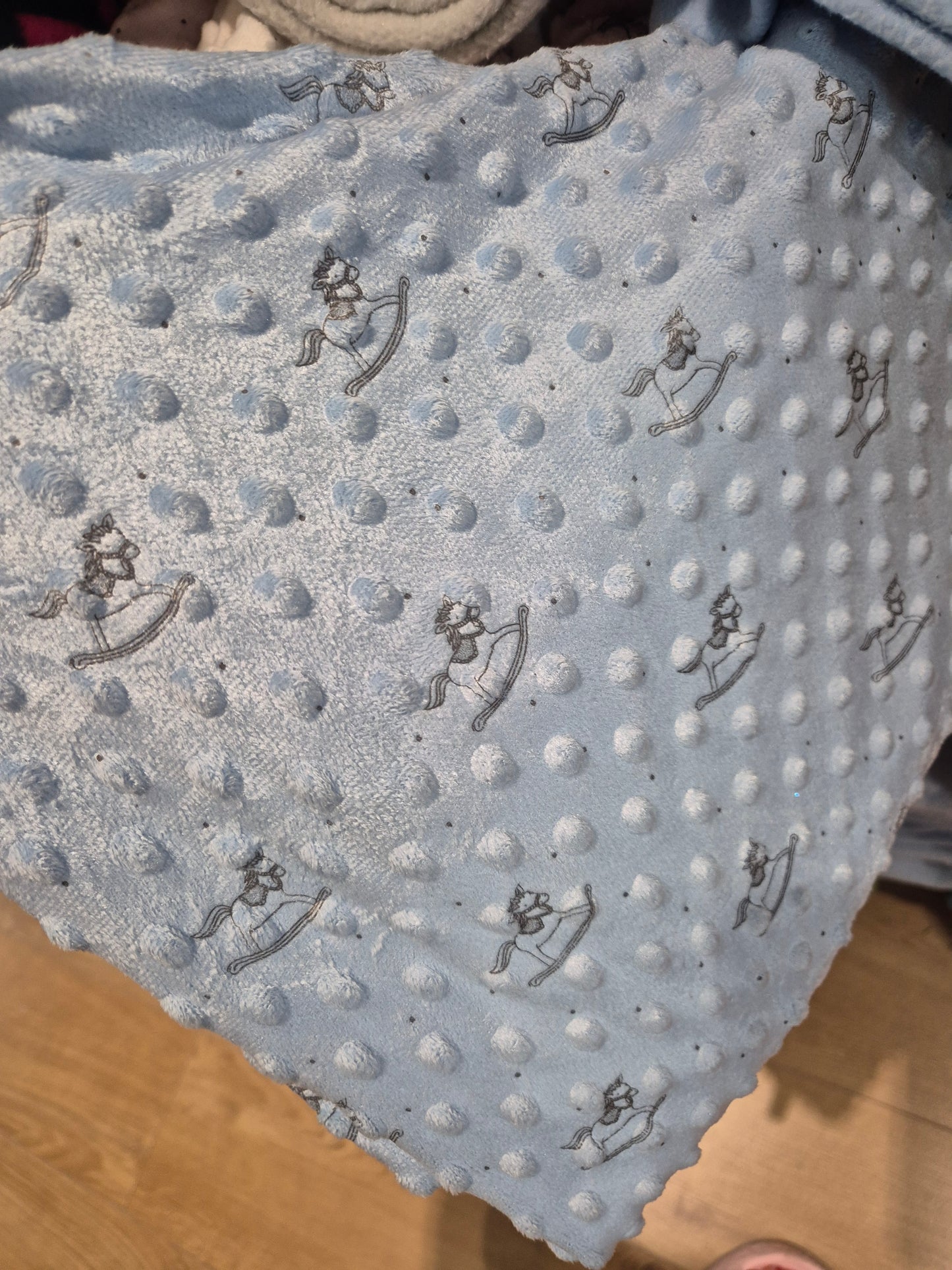 Baby blue rocking horse dimple fleece