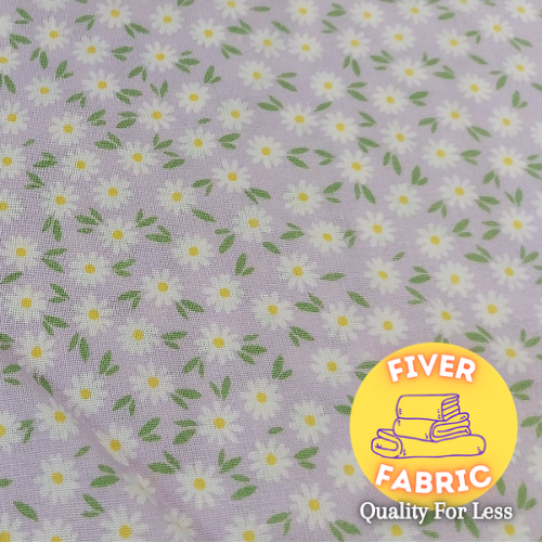 Daisies on lilac cotton