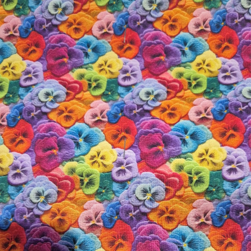 100% cotton 3D Pansy Paradise