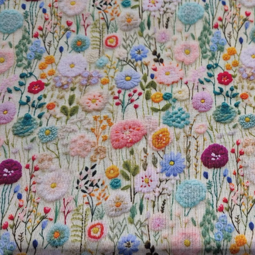 100% cotton 3D Spring Meadow