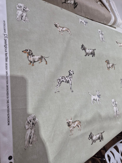 Dogs cotton canvas on sage